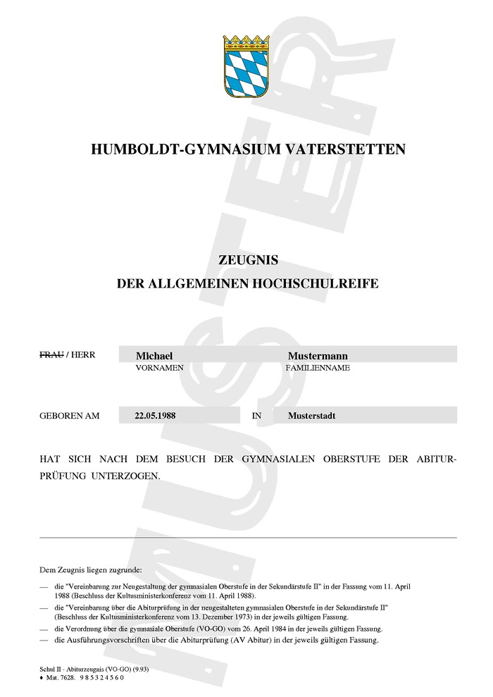 Abitur Kaufen Muster Seite 01