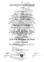 Ehren-Doktor-Titel kaufen - Muster 01 - Austria