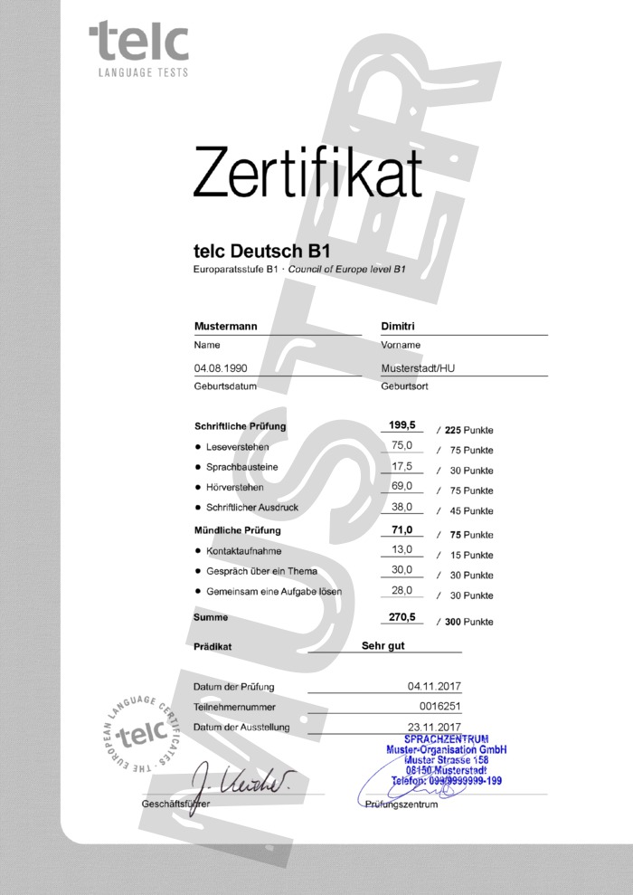 TELC Sprachtest Kaufen • TELC Zertifikat Deutsch B1 Kaufen